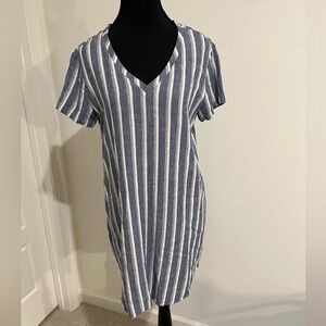 Cloth & Stone Blue and White Striped Mini Dress